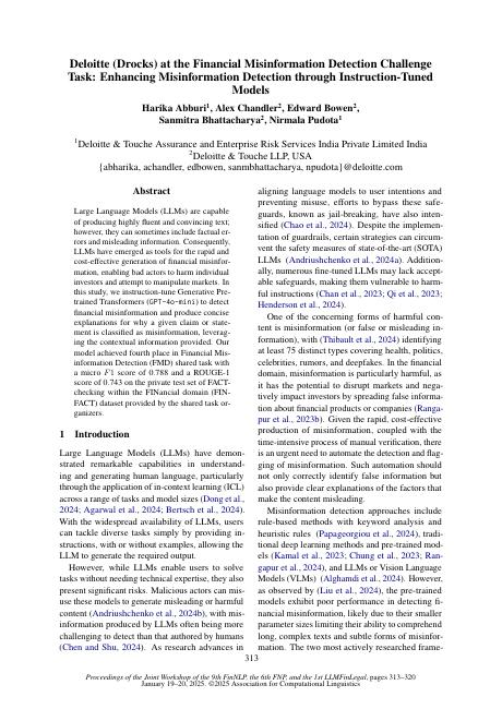 First page of Financial misinformation detection