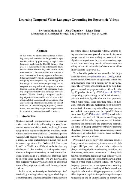 First page of Temporal grounding in egocentric video